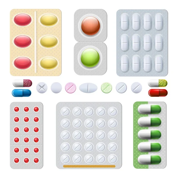 Pills and capsules drugs — Stock Vector