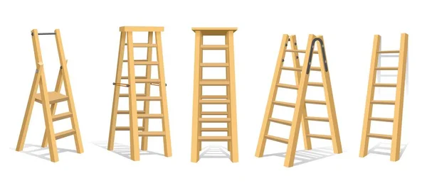 Escadas de madeira conjunto —  Vetores de Stock