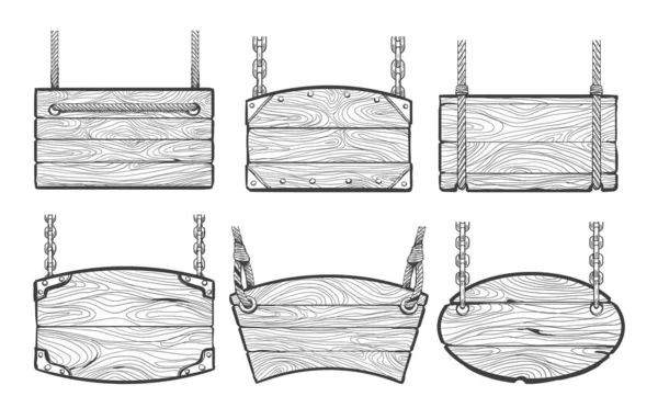 Panneaux en bois esquissés — Image vectorielle