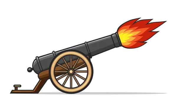 Old cannon firing — Stock Vector