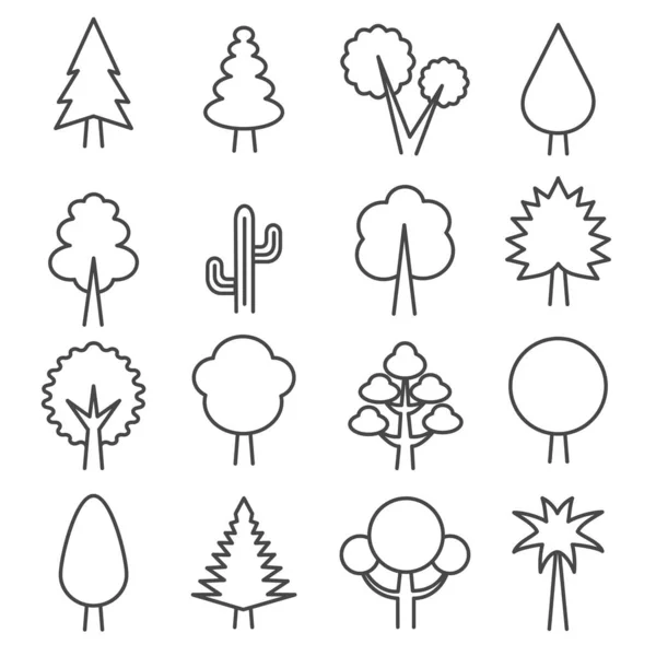 Outlines tree simple icons — Stock vektor