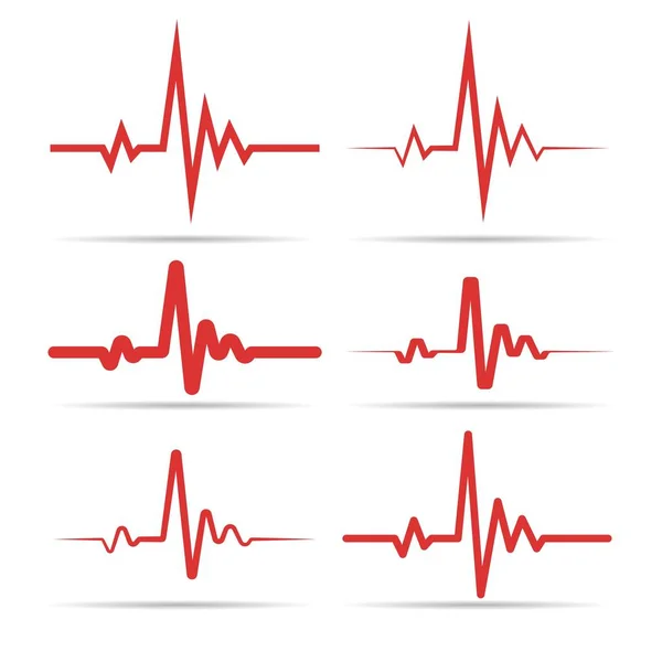 Symboles de rythme cardiaque rouge — Image vectorielle