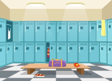 Sports wardrobe changing room vector Sports wardrobe changing room vector