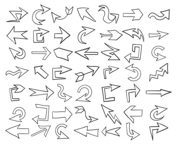 Setas de direção desenhadas à mão —  Vetores de Stock