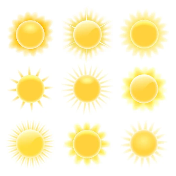 Реалистичные нагревательные солнца — стоковый вектор