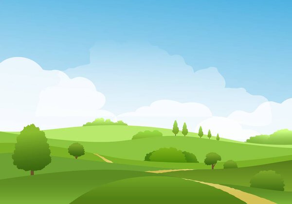 Летний пейзаж с холмами
