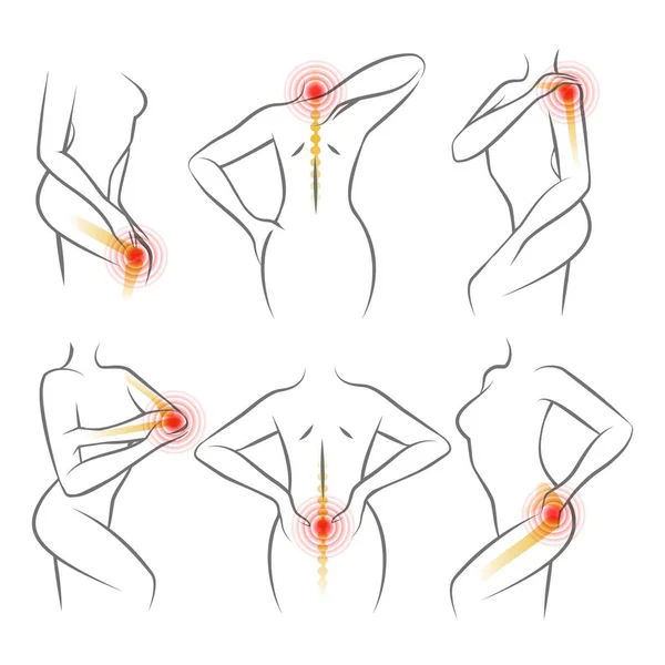 Vücut ağrısı simgeleri — Stok Vektör
