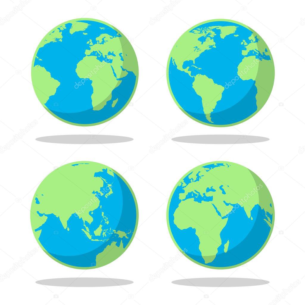Cartoon flat earth planet set