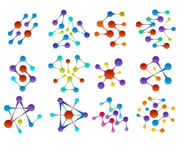 Renkli biyoloji molekülleri yapı şekilleri — Stok Vektör