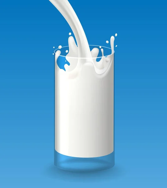 Splash vaso de leche — Vector de stock