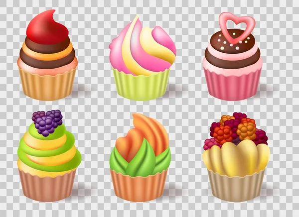 Set de cupcakes réalistes — Image vectorielle