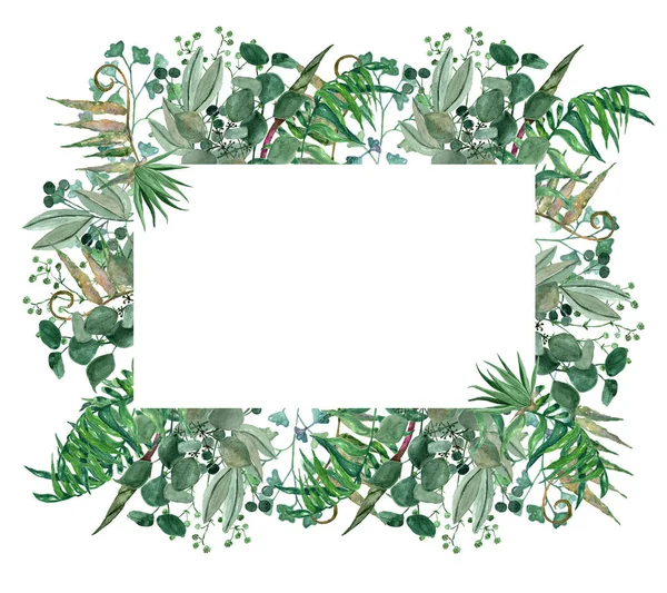 Quadro Pintado Mão Das Folhas Aquarela Perfeito Para Cartão Saudação — Fotografia de Stock