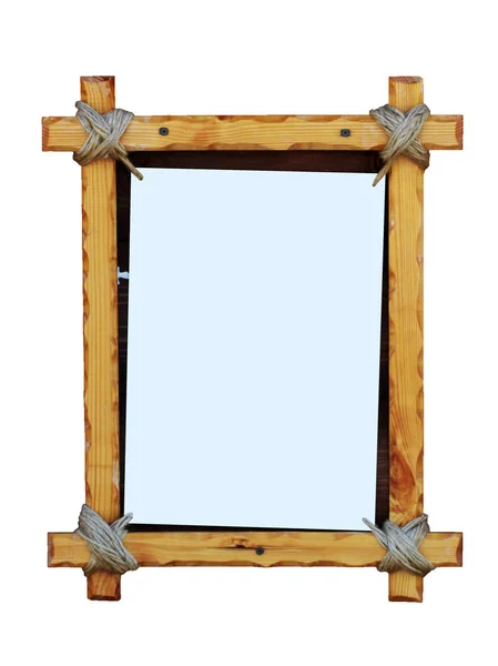 Houten frame geïsoleerd op witte achtergrond. — Stockfoto