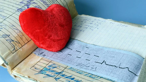 Electrocardiogram graph and heart shape, ekg  rhythm, medicine concep