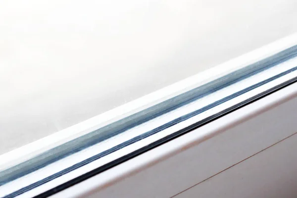 Detail van venster gemaakt van Pvc-profielen. — Stockfoto