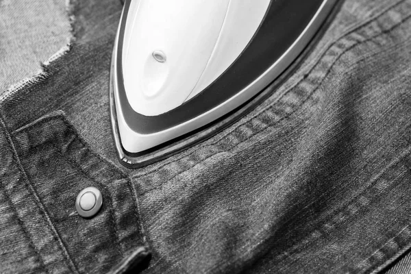 Iron and denim, care of clothes — Stock Photo, Image