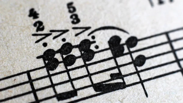 Muziek score achtergrond: piano notes, Close up — Stockfoto