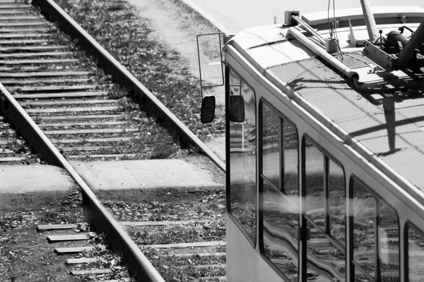 De tram van de stad, weergave van bovenaf — Stockfoto