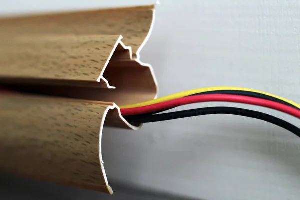 Vloerplint Elektrische Kabel Reparatie Design Huis — Stockfoto