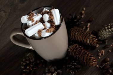 Bu kadar yakın bir bardakta kremalı sıcak çikolata