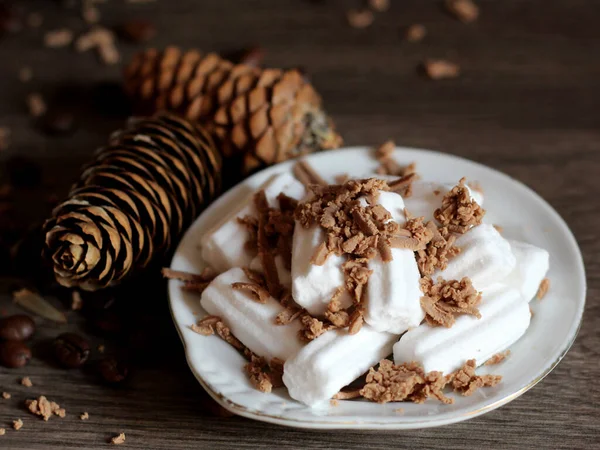 Horká Čokoláda Marshmallow Šálku Tak Blízko — Stock fotografie