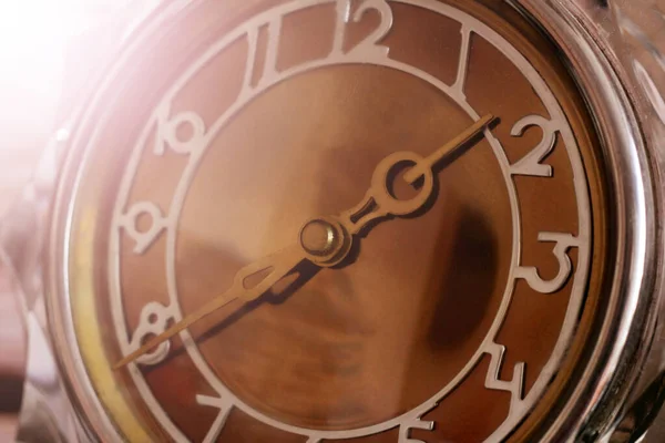Reloj Pared Marrón Vintage Tan Cerca — Foto de Stock