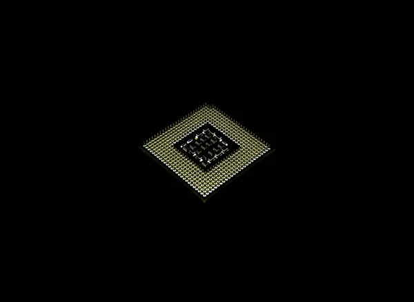 Computer processor on black background close up