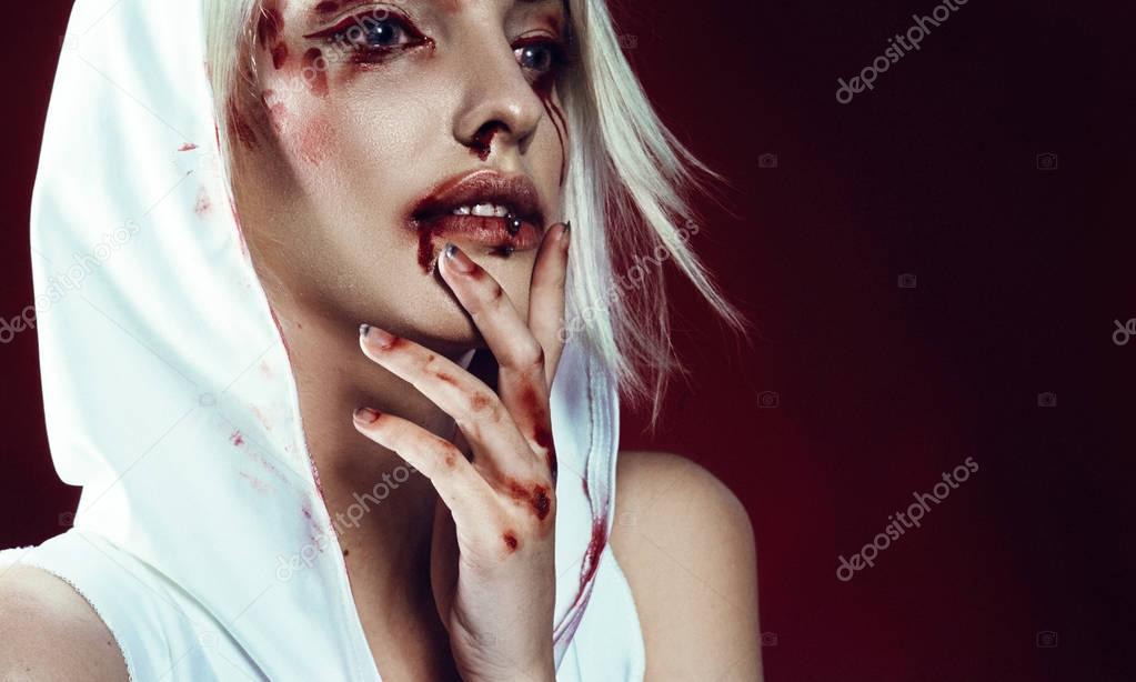 vampire woman with blood