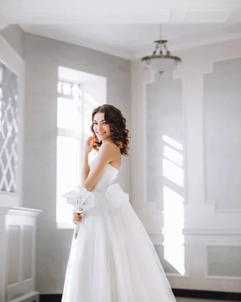 Beautiful Bride Bouquet White Hall — Stock Photo, Image