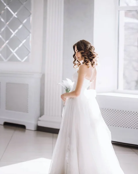Beautiful Bride Bouquet White Hall — Stock Photo, Image