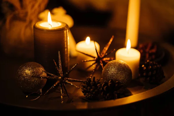 New Year 2020 Interior Candles Bulbs Bokeh — 스톡 사진