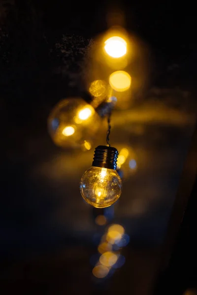 Neujahr 2020 Innenraum Mit Kerzen Glühbirnen Und Bokeh — Stockfoto