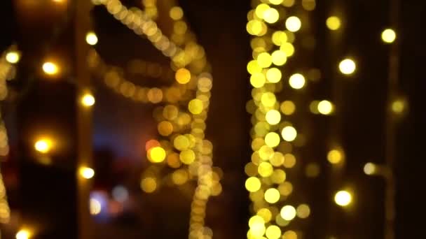 Neujahrsbaum Dekoriert Mit Lichtern Weihnachten Interieur Hintergrund — Stockvideo