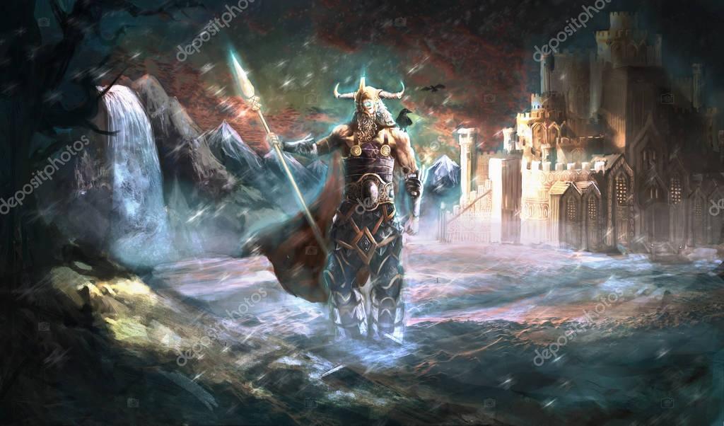 Pictures : valhalla wallpaper hd | Odin the god of Vikings in front of