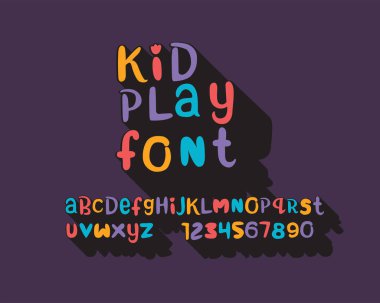çocuk yazı tipi, vektör illüstrasyonu