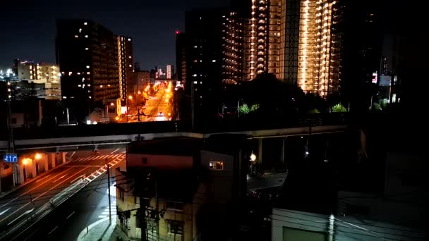 Time Lapse Footage Train Bridge Modern City — Stock Video