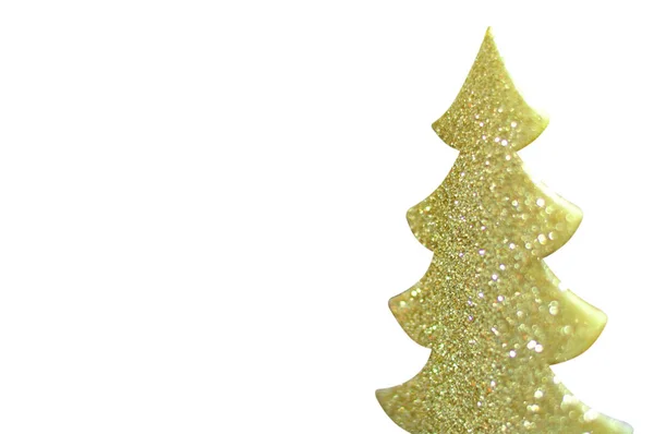 Weihnachten und winter design elemente - goldener weihnachtsbaum glitter auf weißem hintergrund — Stockfoto