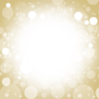 Noel ve kış arka plan - altın ve beyaz sınır arka plan üzerinde beyaz kar taneleri vektör