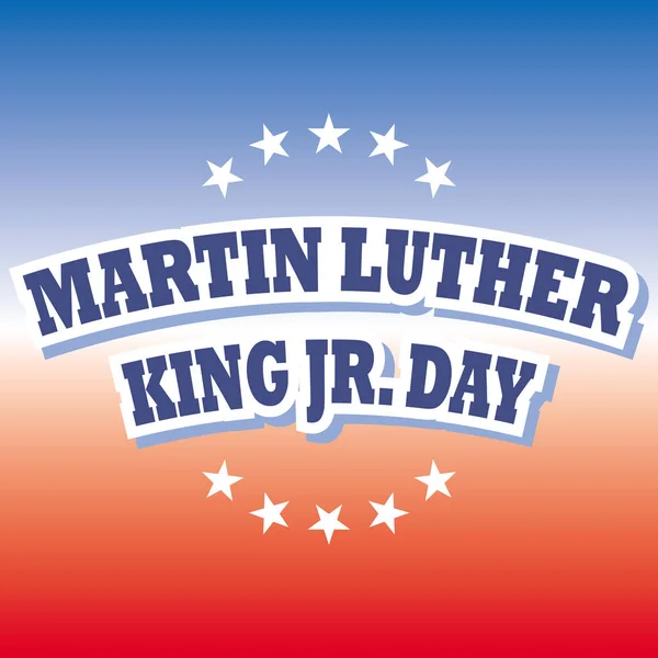 Martin Luther King Jr. Banner de día sobre fondo rojo y azul, vector — Vector de stock