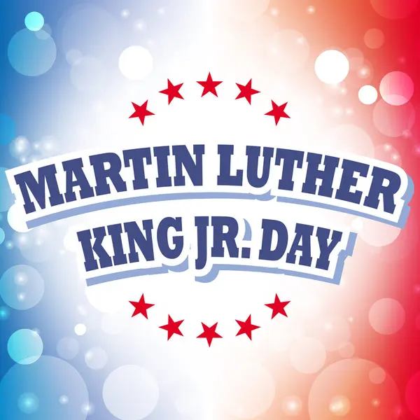 Martin Luther King Jr. Tarjeta de día sobre fondo de celebración, vector — Vector de stock