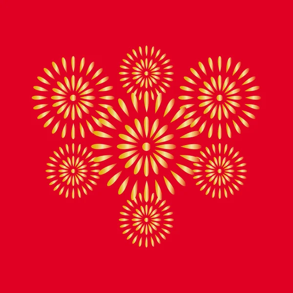 Havai fişek altın kırmızı arka plan, yılbaşı, yıldönümü kutlamaları ve Festivali, güzel tasarım vektör