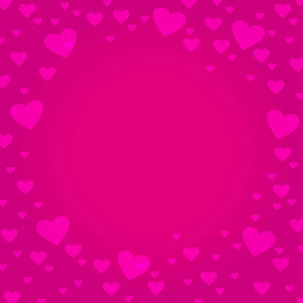 Frontera de marco en forma de corazón rosa sobre fondo rosa profundo, diseño para el Día de San Valentín, Día de las Madres, tarjeta de amor y boda, vector — Vector de stock