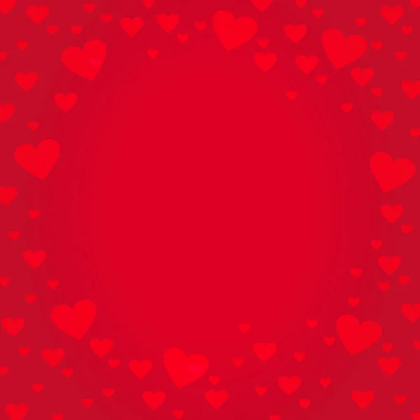 Frontera de marco en forma de corazón rojo sobre fondo rojo, diseño para el Día de San Valentín, Día de las Madres, tarjeta de amor y boda, vector — Vector de stock