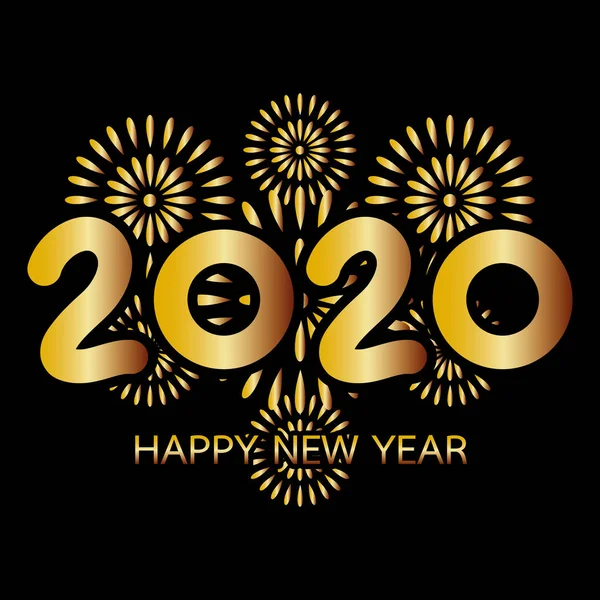 2020 Щасливий Новий Рік Вітальна Листівка Золотим Феєрверком — стокове фото