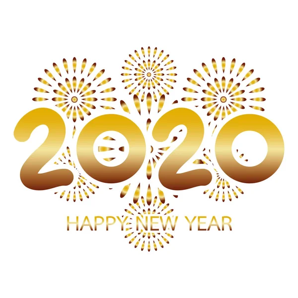 2020 Feliz Ano Novo Cartão Saudação Com Fogos Artifício Ouro — Fotografia de Stock