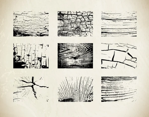 Conjunto de textura negra gruesa de madera — Archivo Imágenes Vectoriales