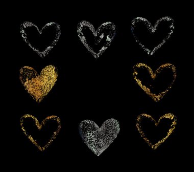 Altın gümüş vektör kalp