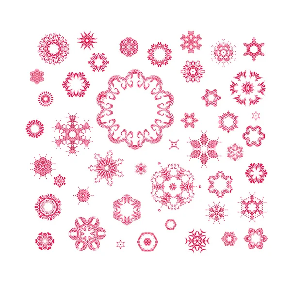 Vector rojo copos de nieve conjunto — Archivo Imágenes Vectoriales