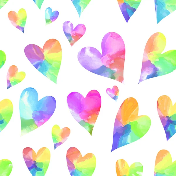 Rainbow hearts  seamless pattern