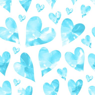 Beyaz bir arka plan üzerine açık mavi Kalpler